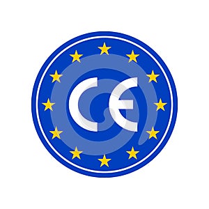 CE marking label, European Conformity certification mark. Vector EU high quality stars