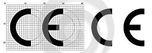 CE marking short for Conformite Europeenne symbol. Correct dimensions as per official construction sheet