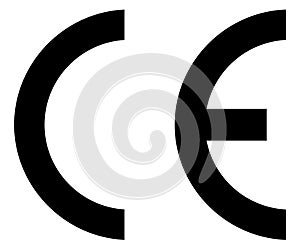 CE standard mark logo icon for product packaging. Quality assurance of the Europe. For products sold within the European Economic