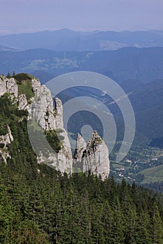 Ceahlau Massif mountain cliffs in Romania