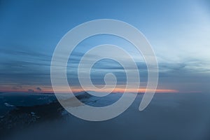 Ceahlau mountain and mystic clouds