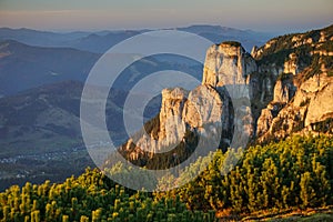 Ceahlau mountains in Romania at sunset