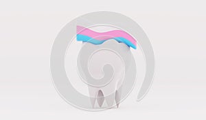 Cean white healthy strong molar tooth with toothpaste up photo