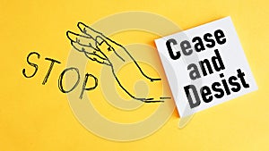 Cease and Desist are shown using the text photo