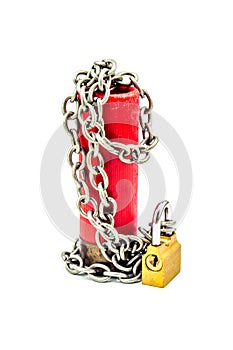 Ceasefire - bullet chained with padlock vertical