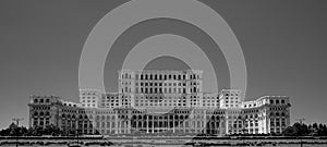 Ceausescu Palace of the Parliament Bucharest Romania in blacka and white