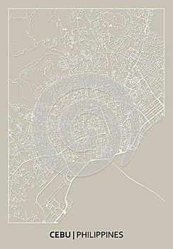 Cebu (Central Visayas, Philippines) street map outline for poster, paper cutting. photo