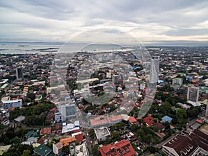 Cebu City Cityscape with Skyscraper and Local Architecture. Province of the Philippines located in the Central Visayas. Ocean in B