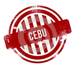 Cebu - Red grunge button, stamp