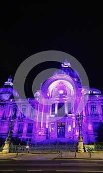 CEC Palace at night, in old center of Bucharest photo