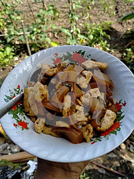 Cecek is a food from Indonesia made from cowhide.