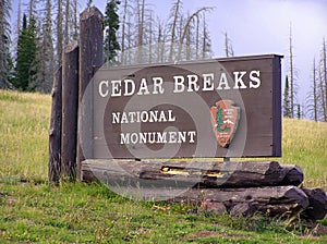 Cedar Breaks National Monument sign board