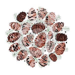 Cedar cone background, sketch for your design
