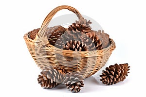 Cedar cones basket. Generate Ai