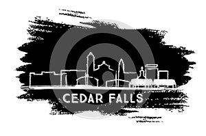 Cedar Falls Iowa City Skyline Silhouette. Hand Drawn Sketch. Business Travel and Tourism Concept with Modern Architecture