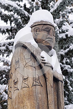 Cedar Man, Cedar Women - Carver: Simon Charlie 1986. Cowichan Valley, Vancouver Island, British Columbia, Canada