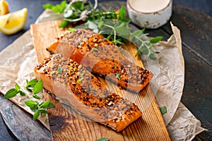 Cedar plank roasted salmon