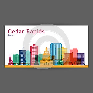 Cedar Rapids colorful architecture vector illustration