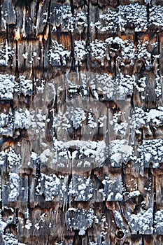 Cedar Shingles during a cold Winter Day