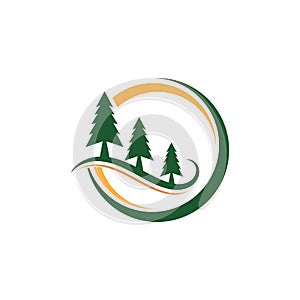 Cedar tree Logo template illustration design