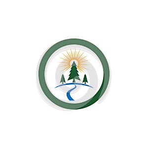 Cedar tree Logo template illustration design