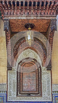 Cedar wood carved Moroccan alcove