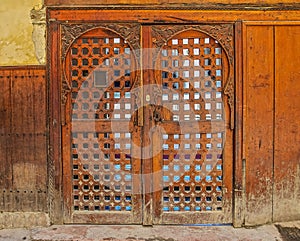 Cedar wood carved Moroccan door