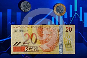 Cedula de 20 reais brazilian money on a graphic photo