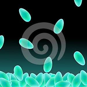 Neon ceeds drop. Ceeds falling in darkness.