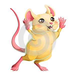 The ceerful yellow mouse on white background