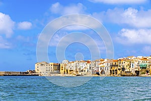 Cefalu beach, Cefalu town, Sicily, Italy