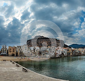 Cefalu beach view, Sicily, Italy.