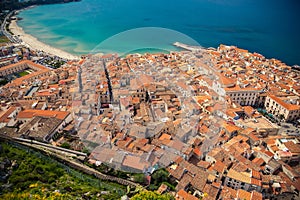 Cefalu coast and its orange roofs