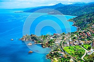 Cefalu, Sicily, Italy: Overview of Caldura Tower, a coastal watch towers located on Cape Caldura near Presidiana Harbour