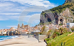 Cefalu is smalll city on Tyrrhenian coast of Sicily, Italy