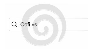 Cefi vs defi - Searching or typing on internet web search browser.