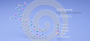 ceftriaxone molecule, molecular structures, Epicephin, 3d model, Structural Chemical Formula and Atoms with Color Coding photo