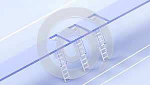 Ceil ladder - Stair Modern and simple stairs in the concept of business transformation in a blue background