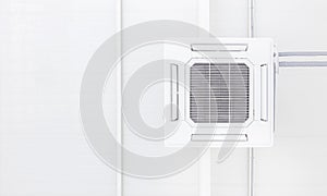 Ceiling air condition with copy space of white background and pi