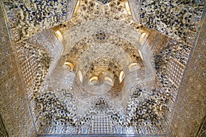 Ceiling in Alhambra palace, Granada, Spain