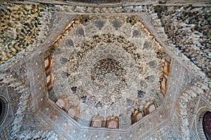 Ceiling in Alhambra palace, Granada, Spain