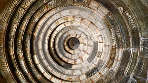 Ceiling art in Narayanpal Temple, Narayanpal, Chhattisgarh, India. Vishnu Temple constructed Circa 11th century. Contemporary to