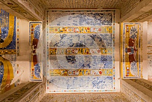 Ceiling of the burial chamber of Ramesses IV tomb in the Valley of the Kings at the Theban Necropolis, Egy