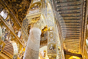 Ceiling of the Capella Palatina Chapel inside the Palazzo dei Normanni in Palermo, Sicily, Italy