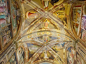 Ceiling of Castellani Chapel in Basilica di Santa Croce. Florence, Italy