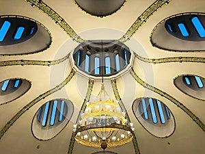 Ceiling of a christian dome with oval windows