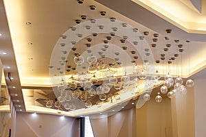 Ceiling decoration with lamps