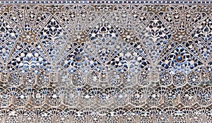 Ceiling decoration at Sheesh Mahal palace, Hall of Mirrors in Amber Fort, Rajasthan, India