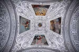 Ceiling and dome in Salzburg Cathedral , Austria