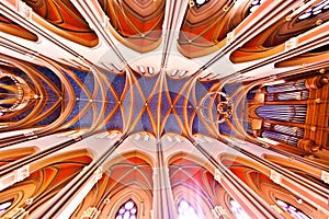 Ceiling of the famous gothic Marktkirche in Wiesbaden